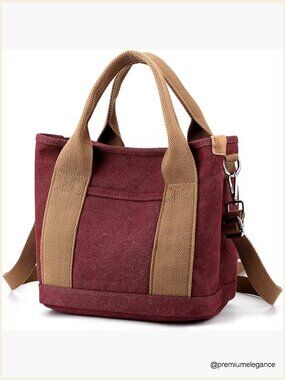 Canvas Satchel Hobo Tote Crossbody Bag 6 Pockets Zipper Travel Work
